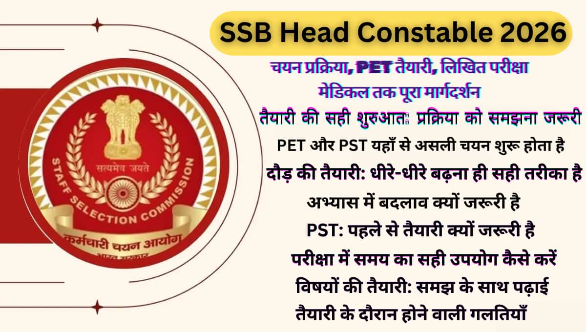 SSB Head Constable 2026: चयन प्रक्रिया, PET तैयारी, लिखित परीक्षा और मेडिकल तक पूरा मार्गदर्शन